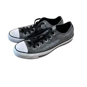 Converse double tongue low top Tweed Patent Leather trim Women's 7